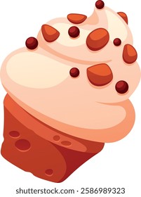 Chocolate muffin with cream vector illustration