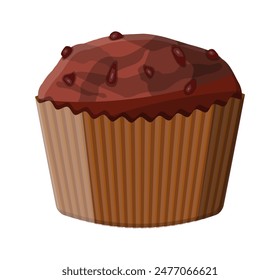 Schokoladen-Muffin-Dessert. Schokoladen-Cupcake. Gebackene Kuchen, Gebäck. Bäckerei. Vektorillustration im flachen Stil