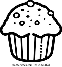 Chocolate muffin doodle vector icon and illustration