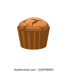 Schokoladenmuffin, flache Vektorgrafik. Muffin mit Rissen. Cupcake. 