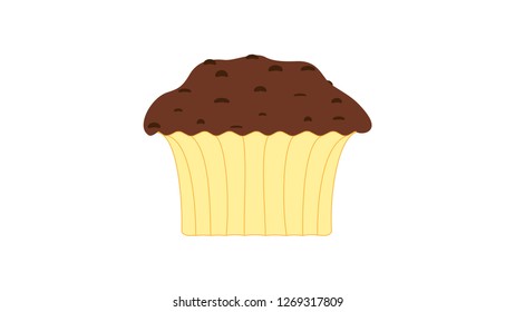 Chocolate muffin icon. Muffin Cake with Chunks of Chocolate.  