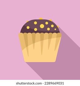 Chocolate muffin icon flat vector. Food cupcake. Sweet fresh