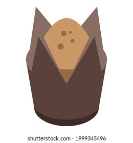 Icono de muffin de chocolate. Isométrico del icono vectorial del muffin de chocolate para diseño web aislado en fondo blanco