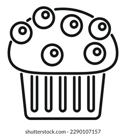 Schokoladenmuffin-Symbol-Umrandungsvektor. Nahrungskuchen. Süß frisch
