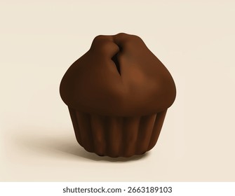 Ícone 3d do vetor de bolinho de chocolate