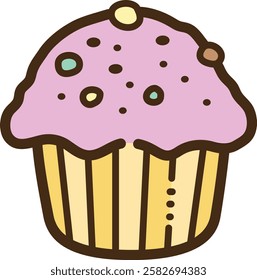 Chocolate muffin vector doodle illustration and graphic