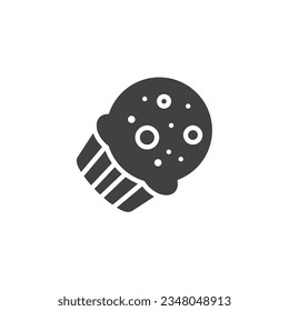 Chocolate Muffin vector icon. filled flat sign for mobile concept and web design. Muffin cake glyph icon. Symbol, logo illustration. Vector graphics