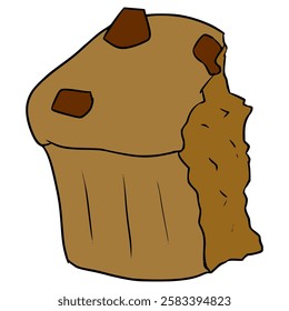 chocolate muffins get the bite illustration hand drawn isolated vector