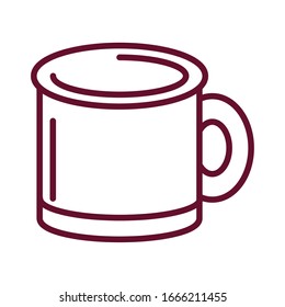 Icono de taza de chocolate sobre fondo blanco, icono de estilo de línea, ilustración vectorial