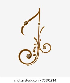 Chocolate music note for valentine vector design element.