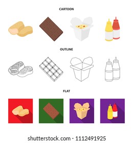 Chocolate, noodles, nuggets, sauce.Fast food set collection icons in cartoon,outline,flat style vector symbol stock illustration web.