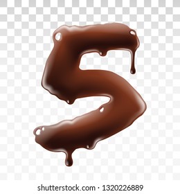 Chocolate number isolated on transparent background, vector art and illustration.