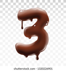 Chocolate number isolated on transparent background, vector art and illustration.