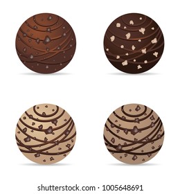 chocolate nuts ball dark and white vector illustration