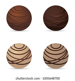 chocolate nuts ball dark and white illustration set one