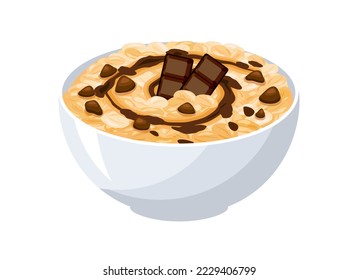 Comida de chocolate con un vector de icono de chocolate. Desayuno de cereales dulce saludable con un vector de icono de chocolate aislado en un fondo blanco. Desayuno de copos de avena