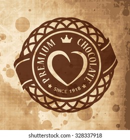 chocolate old-fashioned vector logo pattern of premium skill cocoa seal on aged paper scene chocolate cocoa brown classic nature work product bean bar black abstraction food earth mark darkness scener