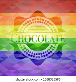 Chocolate on mosaic background with the colors of the LGBT flag