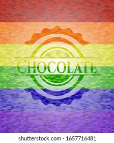 Chocolate on mosaic background with the colors of the LGBT flag