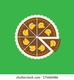 Chocolate orange Cake Vector Illustration