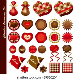 Chocolate ornaments set. Illustration vector,