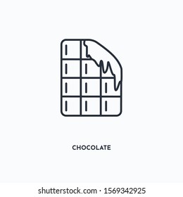 Chocolate outline icon. Simple linear element illustration. Isolated line Chocolate icon on white background. Thin stroke sign can be used for web, mobile and UI.