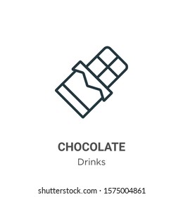 Chocolate outline vector icon. Thin line black chocolate icon, flat vector simple element illustration from editable drinks concept isolated on white background