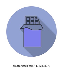 chocolate in a pack long shadow icon. Simple color vector of web icons for ui and ux, website or mobile application