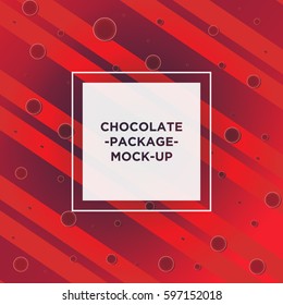 Chocolate package with stripes and rounds.poster with black, white, red color