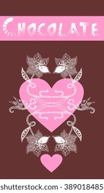 Chocolate packaging design with heart and flowers.