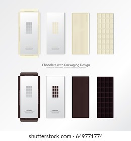Chocolate with Packaging Design Vector Illustration