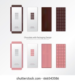Chocolate with Packaging Design Vector Illustration