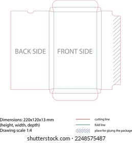 Chocolate packaging. Die-cut packaging with cut and fold lines. Vector.