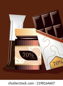 chocolate in packaging mockup, design