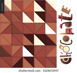 Chocolate - papercut geometric pattern and lettering composition
