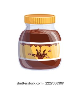 chocolate paste bottle cartoon. spread jar, hazelnut food, cream nutrition, dessert snack, sweet brown, glass chocolate paste bottle vector illustration