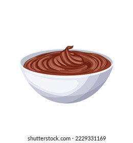 chocolate paste bowl cartoon. spread hazelnut, food sweet, brown cream, cocoa dessert, nut tasty, sauce ingredient, creamy chocolate paste bowl vector illustration