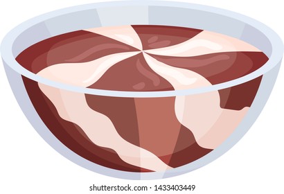 Chocolate paste in a bowl. Vector illustration on white background.