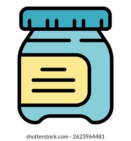 Chocolate paste food icon. Outline chocolate paste food vector icon color flat isolated