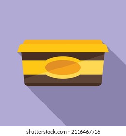 Chocolate paste icon flat vector. Cocoa jar. Cream milk