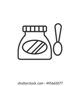 Chocolate paste icon, line design. Nut butter, vector linear illustration.
