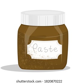 Chocolate paste isolated on a white background. Vector illustration in a detailed flat or cartoon style. Illustration of food with textures.
