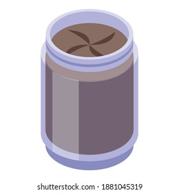 Chocolate paste jar icon. Isometric of chocolate paste jar vector icon for web design isolated on white background