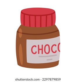 Chocolate Paste or Spread in Jar with Label for Breakfast Vector Illustration