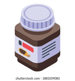 Chocolate paste sugar jar icon. Isometric of chocolate paste sugar jar vector icon for web design isolated on white background