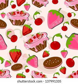 Chocolate and pastries seamless pattern.