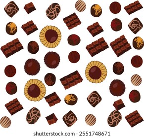 chocolate pattern chocolate set vector illustration. Good for banner, poster, greeting card, party card, invitation, template, advertising, campaign, and social media.