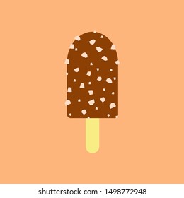 chocolate peanut popsicle ice cream icon. Flat design vector illustration. Design for wallpaper, wrapping, fabric, background, apparel, prints, banners etc