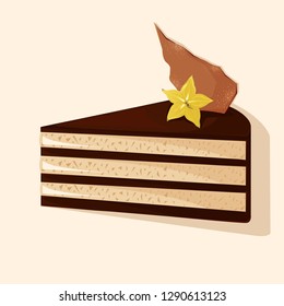 chocolate pie with starfruit vector illustration