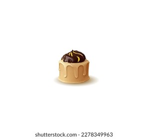 Ilustración vectorial de pastel de chocolate aislada en fondo blanco	